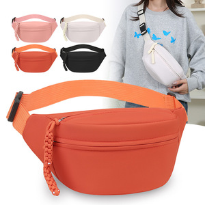 Nylon Waist Bag Orange Zipper Closure Unisex Casual Outdoor Sports Crossbody Bag For Everyday Use Summer 2025 - Product Image 1