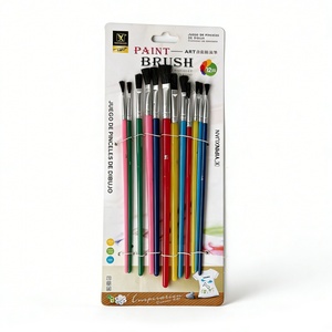Ensemble de pinceaux d'artiste en nylon noir 252-12, écologiques, avec manche en plastique coloré, pour peinture à l'huile - Product Image 1