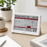 Kylendar Calendrier intelligent E-Ink 7 pouces WiFi, Météo, Nouvelles, Horloge mondiale, Étiquettes de vacances multilingues, Faible consommation, Résolution 800x480 permanente
