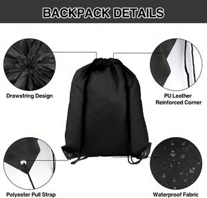 Wholesale Promotional Polyester Nylon Drawstring 34cm Shop Sports Backpack Customized Draw String <b>Bags</b> - Product Image 2