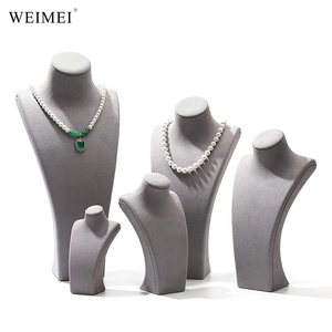 Présentoir à bijoux WEIMEI haut de gamme en métal daim cuir collier buste bijoux vitrine mannequin d'exposition de bijoux - Product Image 6