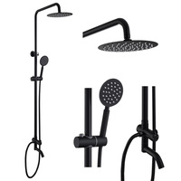 Ensemble de douche monocommande eau froide en céramique polie et acier inoxydable pour salle de bain domestique, avec robinets sur pied à jet de pluie orientable à trois vitesses