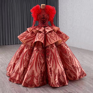 Jancember 241133 Chic rouge musulman paillettes robe de bal robes de soirée pour la fête - Product Image 1