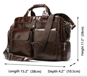 Maletín de Cuero Genuino de Alta Calidad para Hombre Andong, Bolsa de Viaje para Portátil de 14 Pulgadas, Bolsa de Hombro, Bolsa de Mensajero, Bolso de Mano - Product Image 3