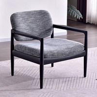 Fauteuil de loisirs moderne en tissu de style italien, minimaliste, pour salon et balcon, avec accoudoirs en bois de frêne, haute densité
