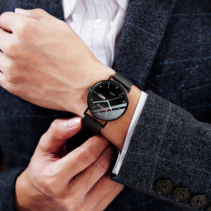 Classic Mens Everyday Watch Silver Case Luminous Indexes Dual Calendar Leather Band Timepiece - Product Image 6