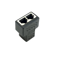Acoplador hembra RJ45 cable divisor de red doble 1 a 2 vías LAN RJ45 puerto Ethernet extensor adaptador de conector