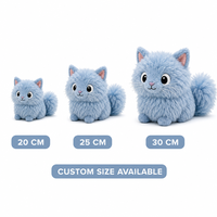 Fabricant OEM/ODM de jouets en peluche chaton bleu mignon et moelleux, personnalisés directement de l'usine, pour marques de distributeurs et commandes en gros