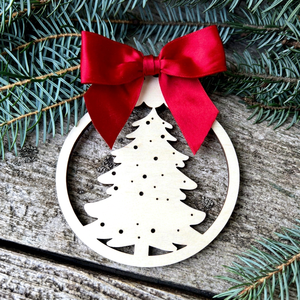 Adorno Navideño de Madera Personalizado, Diseño Circular de Árbol Cortado con Láser, Nombre Sophia Fernando, Objetos Decorativos para las Fiestas - Product Image 1