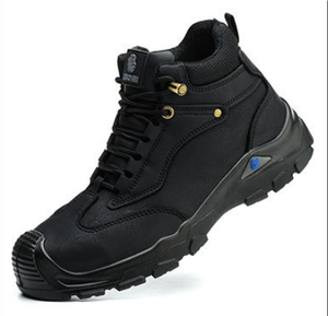 Scarpe Antinfortunistiche da <span class=keywords><strong>Uomo</strong></span> per Edilizia, Nere, Impermeabili, in Pelle, con Punta in Acciaio Allargata, Antiurto, Stivali di Sicurezza a Metà Polpaccio - Product Image 4