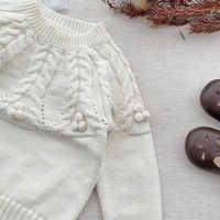 Bébé filles chandails de noël pull boule torsadée de haute qualité à manches longues couleur unie pull en tricot enfant en bas âge filles chandails