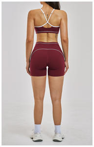 Ensemble de yoga à dos croisé avec bordure contrastante, tenue d'entraînement rehausse-fesses, tissu à séchage rapide, vêtements de sport d'extérieur - Product Image 2