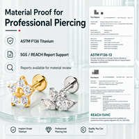JiaXin ASTM F136 Titane de qualité implantable, Stud Labret à filetage interne, Bijou corporel en Zircon Cubique pour Cartilage, Tragus, Hélix, Conch