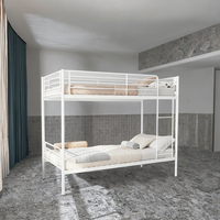 Lit superposé moderne en métal robuste avec escalier et armoire, lit de dortoir avec bureau et tiroirs de rangement pour appartement