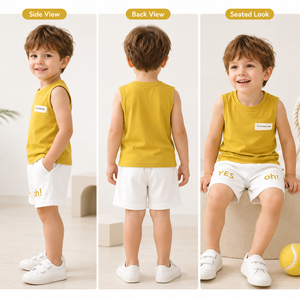 Set Gilet Estivo <span class=keywords><strong>per</strong></span> Bambini, Stile Coreano Senza Maniche, Abbigliamento Sportivo <span class=keywords><strong>per</strong></span> Bambini, Completo Due Pezzi <span class=keywords><strong>per</strong></span> Ragazzi e Ragazze, Vendita all'Ingrosso - Product Image 4