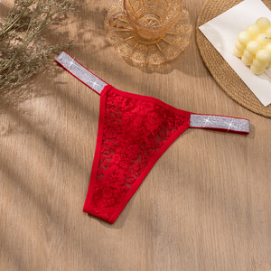 Tangas de Encaje Floral Transparente para Mujer al por Mayor, con Brillo Plateado, Tirantes Anchos, Ropa Interior Sexy con Tanga, Lencería Íntima para Damas, OEM ODM - Product Image 5