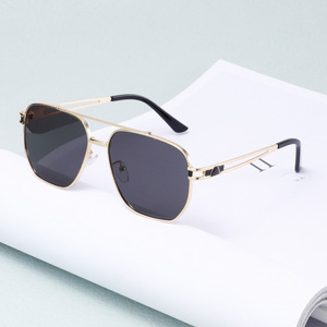 Men's Metal Double Bridge Sunglasses UV400 <b>Large</b> <b>Frame</b> Fashionable Trendy Style - Product Image 1