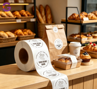 Étiquette personnalisée en rouleau, autocollante, imperméable, ronde, avec logo, pour boulangerie, restaurant, offre spéciale, emballage alimentaire, scellage