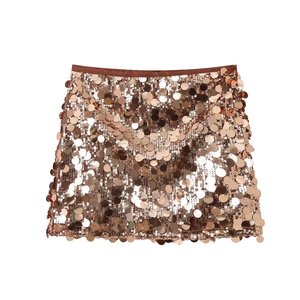 Minifalda de lentejuelas de gasa transpirable informal de verano para mujer europea americana diseño de línea A 100% poliéster - Product Image 6