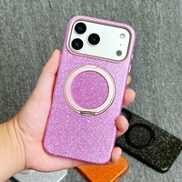 Coque scintillante pour iPhone 15 16 17 14 13 Pro Max avec support anneau rotatif à 360 degrés et protection de l'objectif de l'appareil photo