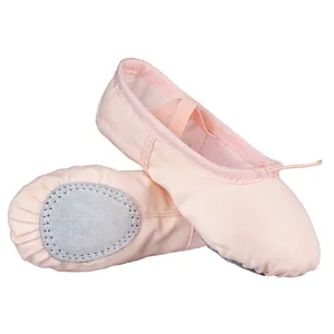 dans ayakkabıları Suppliers-Tuval kumaş kafa kapalı egzersiz ayakkabı pembe Yoga uygulama terlik spor çocuk bale dans ayakkabıları kız kadın çocuklar