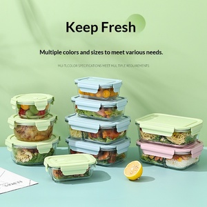 กล่องอาหารกลางวันแก้วแบบแบ่งช่องขายดี กล่องเก็บอาหารแก้ว ดีไซน์ 2 ช่อง และ 3 ช่อง ป้องกันการรั่วซึม - Product Image 1