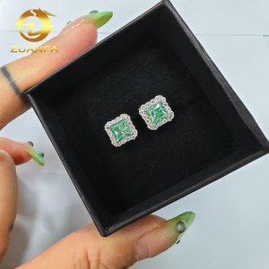 Splendida Selezione <span class=keywords><strong>di</strong></span> Gioielli in Moissanite Blu-Verde, Collana Tennis con Smeraldo 6*8mm, Catena in Moissanite con Taglio <span class=keywords><strong>Fantasia</strong></span> Asscher - Product Image 5