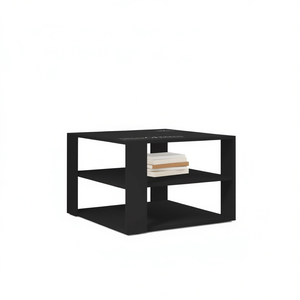 Mesa de Centro Moderna Pequeña Cuadrada de Madera Sintética Negra, Estilo Contemporáneo, Mueble de Sala de Estar con Almacenamiento - Product Image 1