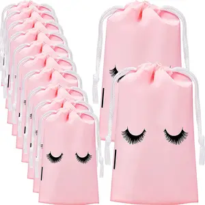 Kleine Schönheit Dinge Aufbewahrung tasche rosa gefrostet EVA Kosmetik tasche weiße Schnur Staub rosa Kunststoff EVA Tasche Wimpern Veranstalter