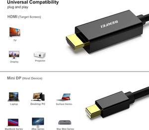 <span class=keywords><strong>Cable</strong></span> BENFEI <span class=keywords><strong>MINI</strong></span> DisplayPort <span class=keywords><strong>a</strong></span> <span class=keywords><strong>HDMI</strong></span>, 4.5 Metros, 4K 30Hz, <span class=keywords><strong>Cable</strong></span> Unidireccional con Conectores Chapados en Oro para Laptop y Computadora - Product Image 2