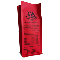 Sachet de thé à fond plat avec soufflets latéraux en aluminium et PP, finition mate pour scellage à chaud