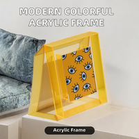 Bingkai Foto Akrilik Modern Dekoratif Warna-warni dengan Pemandangan & Bunga Mengambang untuk Galeri, Rumah, Kantor, Bingkai Gambar, Seni Dinding