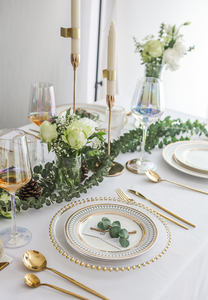 高級ゴールドディナープレートガラスチェンジャーサービスプレート装飾サラダデザートセラミック充電器プレート結婚式の装飾 - Product Image 2