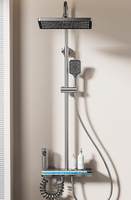 Ensemble de douche moderne de luxe en aluminium avec mitigeur thermostatique, douche pluie pour salle de bain et hôtel, commande numérique à touches piano, affichage LED, ensemble complet