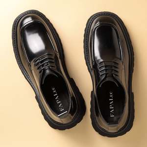 Nouvelles Chaussures Habillées pour Hommes en Cuir Brillant et Daim, à Semelle Épaisse, Imperméables, à Bout Carré, Style Britannique, Décontractées et Élégantes, Idéales pour Mariages - Product Image 4