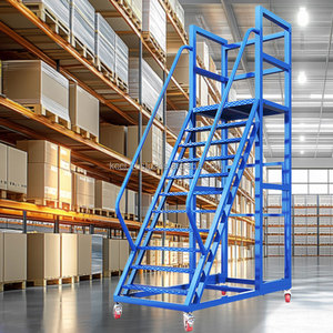 Warehouse Climbing Ladder 6m Aluminum 5 <b>step</b> Work Platform Ladder - Product Image 4