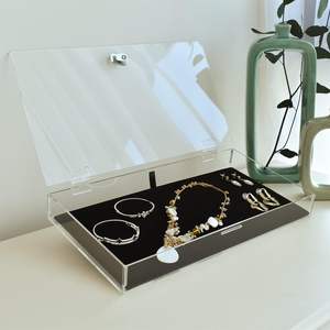 Black Acrylic Rectangular <strong>Security</strong> for Showcase Safe Box <strong>Display</strong> Tray Locking Holder for Watches Jewelry Eyewear Key Padding - Product Image 6