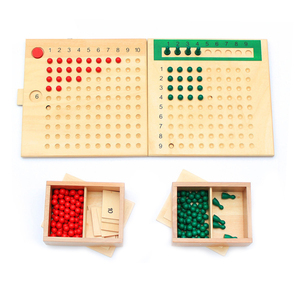 Montessori Educational Wooden Kids Toy MultiplicationとDivision Beads BoardためEarly Preschool Training Family Version