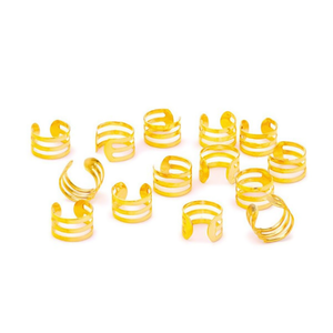 Anelli per capelli per trecce e dreadlocks 6x8mm 15 pezzi colore oro - Product Image 1