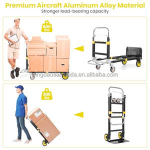 Chariot à main robuste 3-en-1 en alliage d'aluminium avec plateforme à 2 roues pour déménagement et stockage professionnels (60x90cm) - Product Image 5