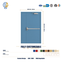Puerta de Salida de Emergencia Contra Incendios, de Doble Hoja Desigual, de Acero Azul, para Centros Comerciales, Cines, Estadios, Suministro para Proyectos