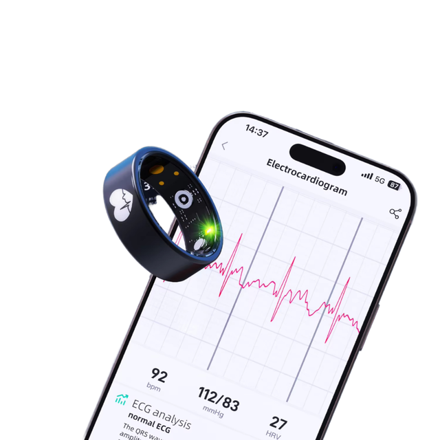 Customized R30ECG Fashion Smart Ring Health Fitness Tracker ECG HRV Body Temperature Sleep Monitoring Steel IP68 Waterproof