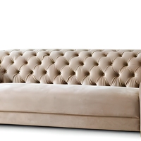 Ensemble de canapés en velours de luxe classique, style européen moderne, canapé sectionnel capitonné carré rembourré en éponge pour salon