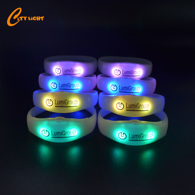 Custom logo 15 Multicolor DMX Programmable Led Bracelet Remote Controlled Led Wristband