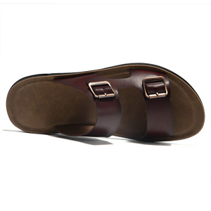 Sandales et claquettes pour hommes, d'extérieur, de plage, plates, à bout ouvert, sportives, en cuir, basses, d'été - Product Image 5