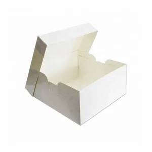 Papel de tarjeta personalizado blanco liso desierto embalaje papel panadería pastel caja con ventana de plástico
