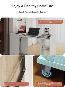 Home Bedroom Solid Wood Minimalist Modern Invisible Foldable Telescopic Hidden Computer <b>Desk</b> <b>Small</b> Apartment Space-Saving Study - Product Image 5
