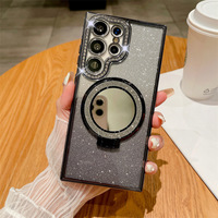 Nouvelle arrivée, étui en strass électro-plaqué brillant, support magnétique protecteur pour Samsung Galaxy S26 Ultra S25+ A57 A34