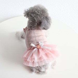 Robe pour <span class=keywords><strong>chiot</strong></span> à bas prix, confortable et respirante, ensemble jupe en gaze avec bretelles pour chien, vêtements pour animaux de compagnie pour le printemps et l'été - Product Image 4