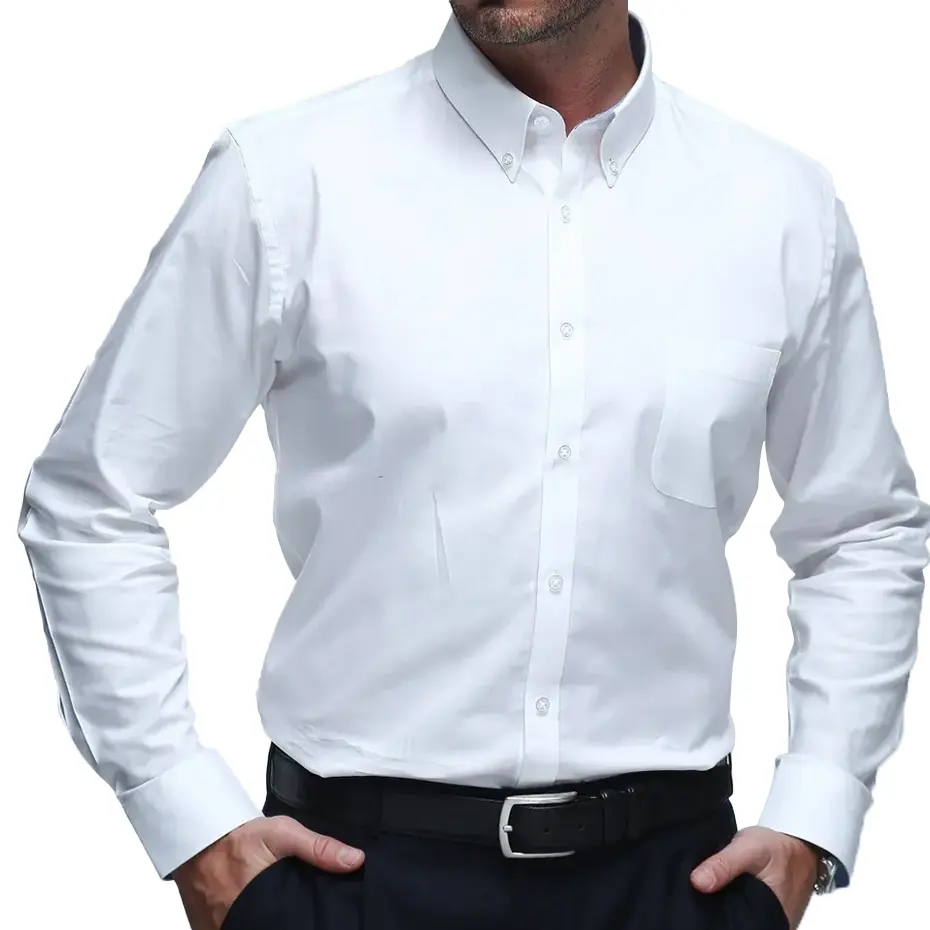 Camisa de trabalho de escritório de alta qualidade uniforme masculino vestido formal camisa de manga comprida camisa casual branca para homem